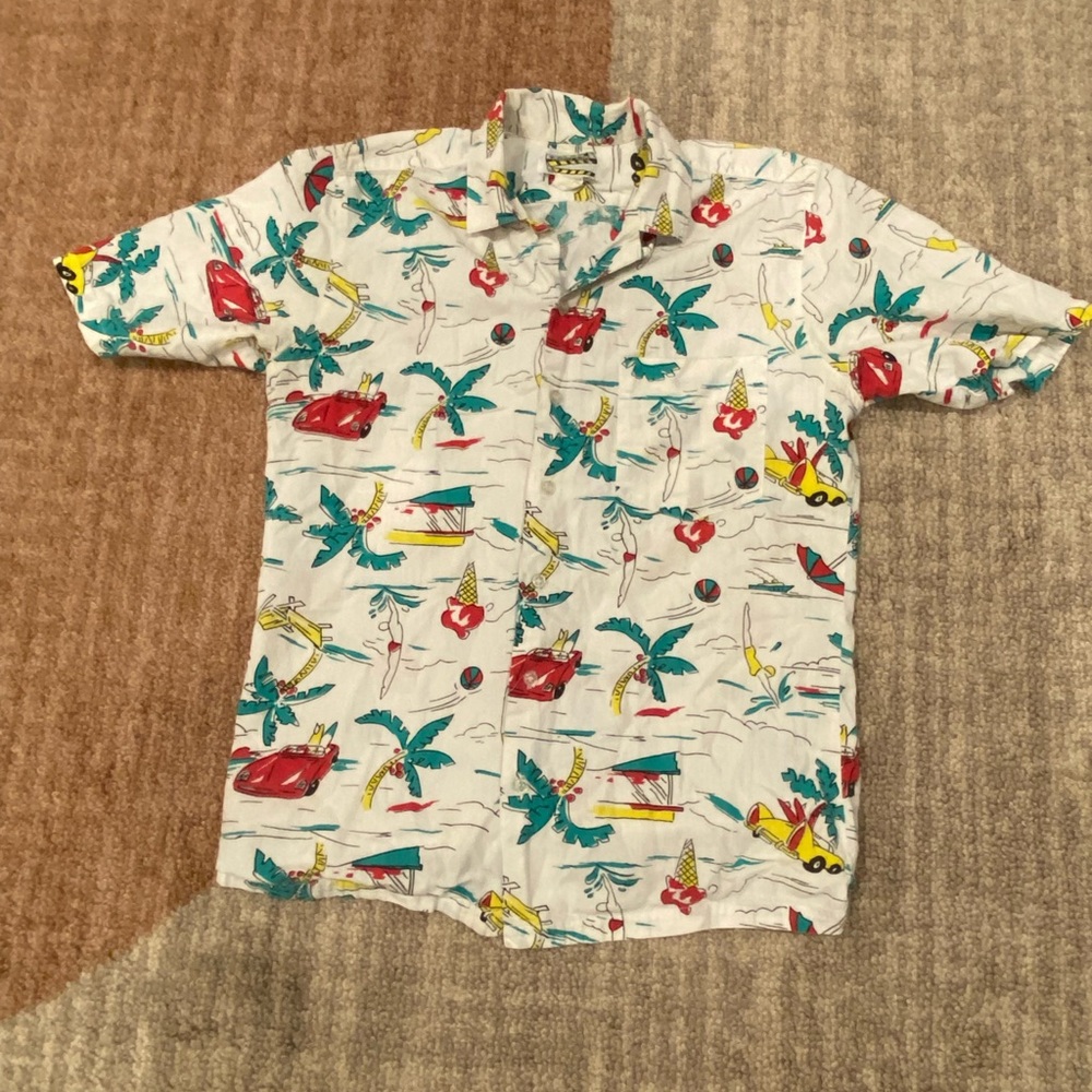 Vintage Papaya Men Button Down Miami Beach Shirt Small VTG